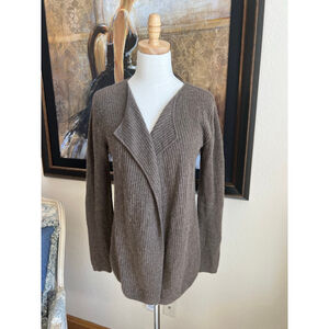 Kier+J Brown Cashmere Ribbed Cardigan Sweater S